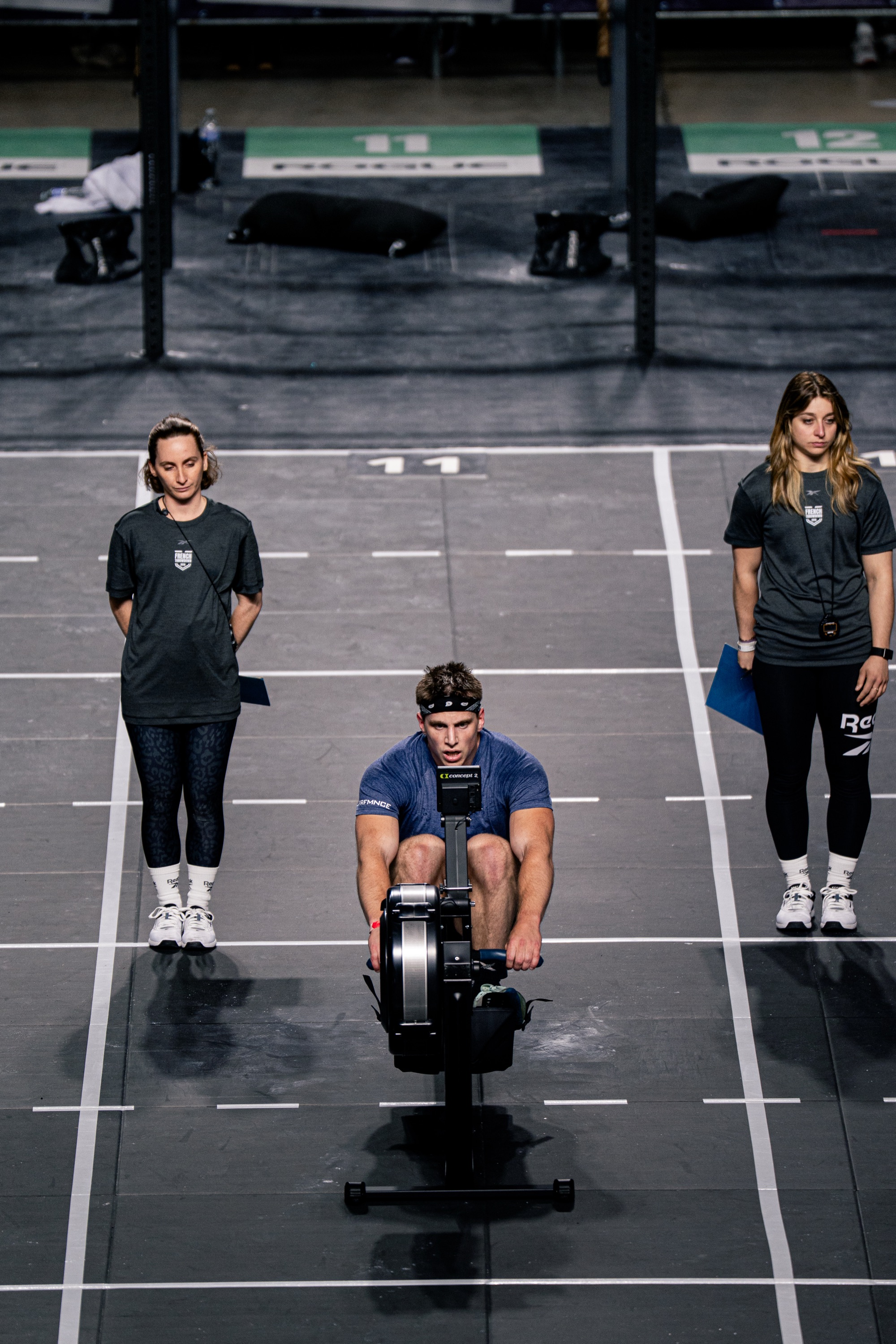 Athlete rowing at competition